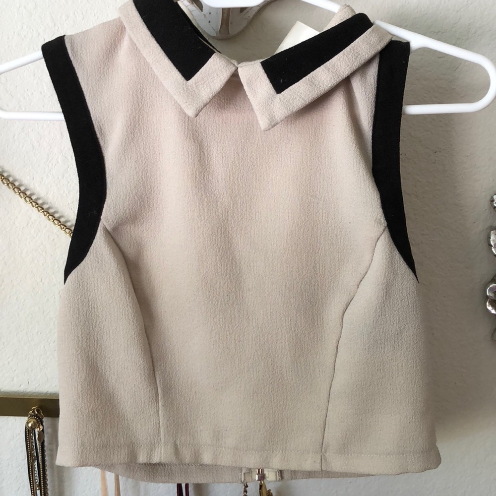 LF cream and black crop top